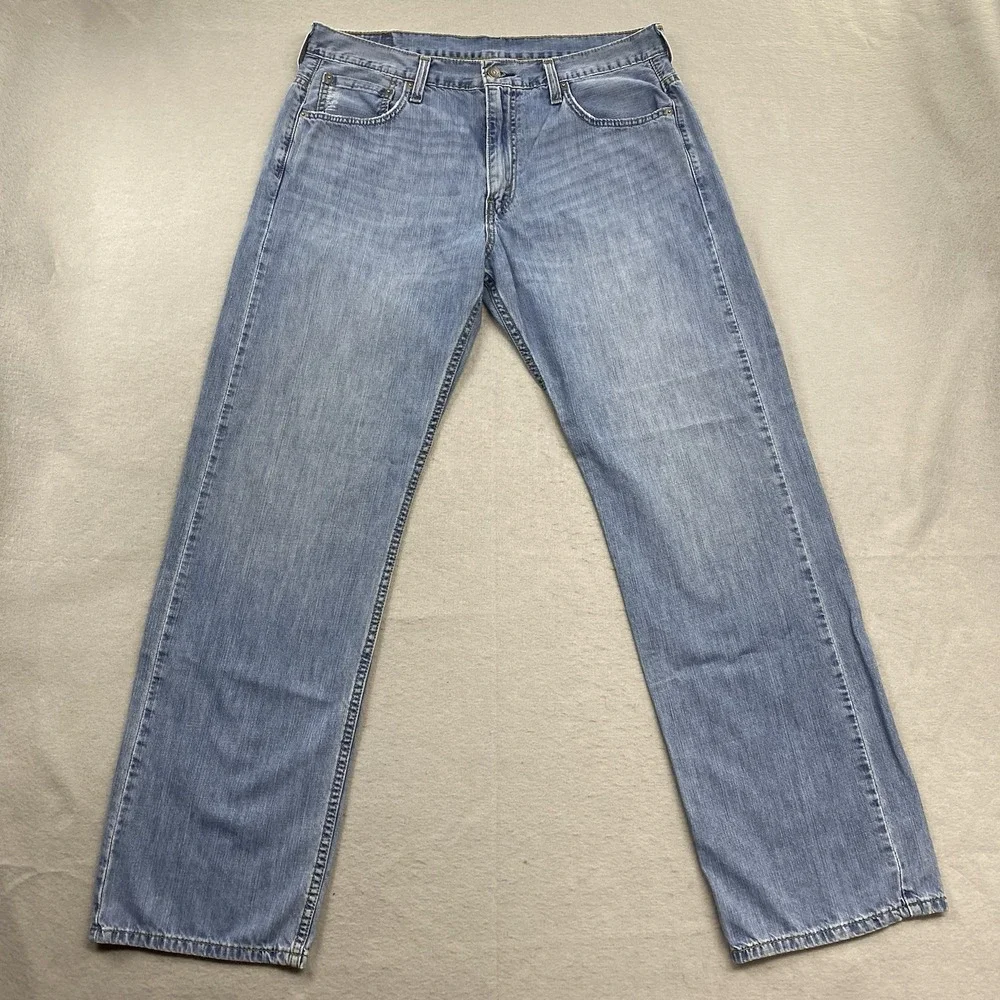 Levis Jeans Mens 34x34 Blue Denim Pants 569 Loose Straight Red Tab Cotton